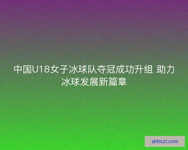 中国U18女子冰球队夺冠成功升组 助力冰球发展新篇章